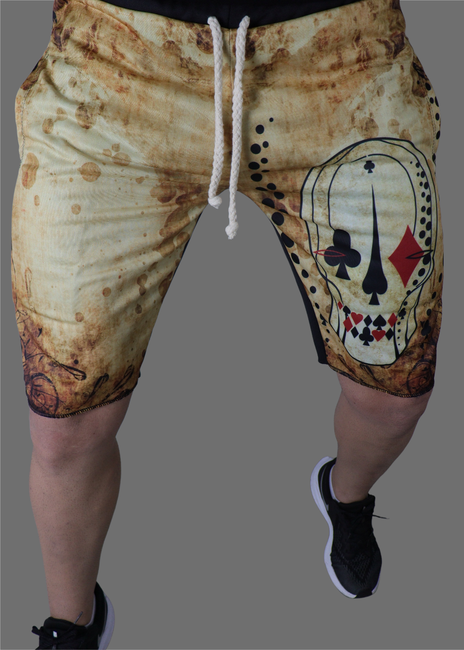 Bermuda Moletom Amarela Caveira Carta