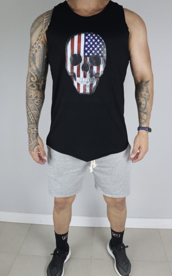 Regata Long Fit Black Caveira Americana - Imagem 4