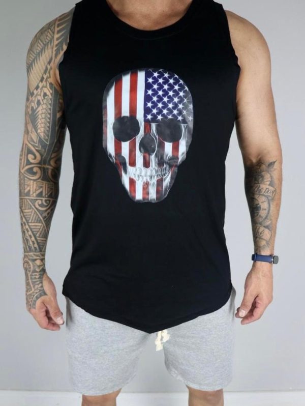 Regata Long Fit Black Caveira Americana